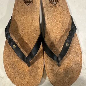 Reef black and Cork Sole Sandals